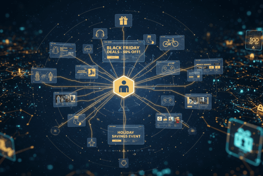 Holiday shopper targeted by dynamic programmatic ads during Black Friday and CTV campaigns